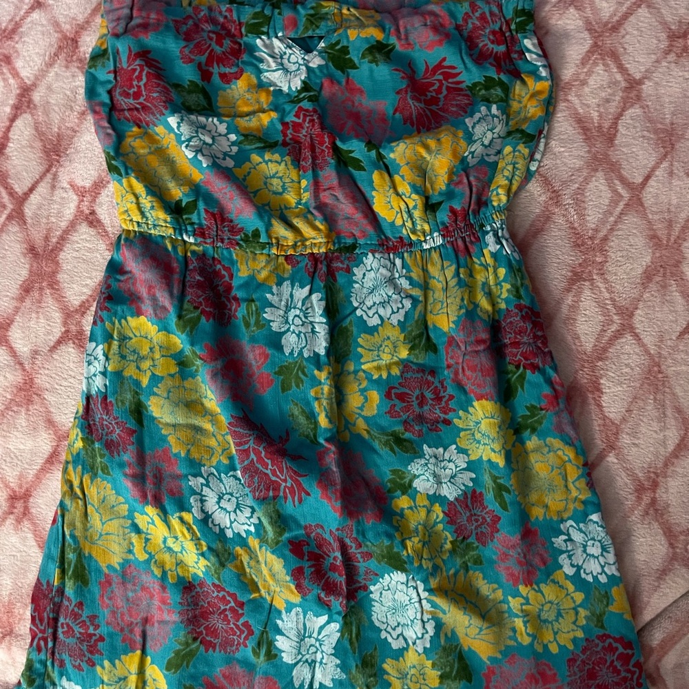teal strapless dress
